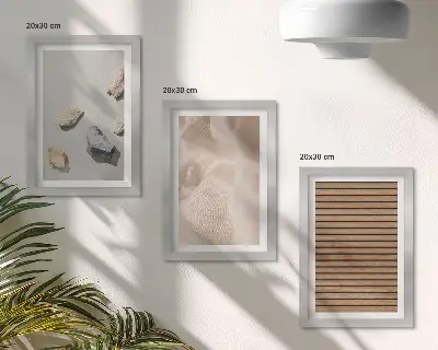 Sada obrazů na zeď s motivem kamenů, dřeva, látky a různých textur