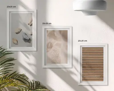 Sada obrazů na zeď s motivem kamenů, dřeva, látky a různých textur