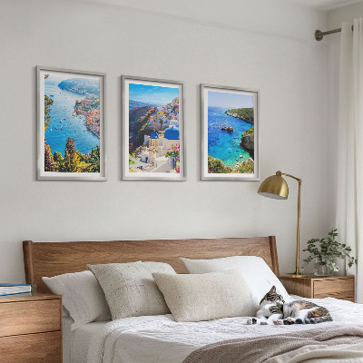 Sada obrazů do obývacího pokoje Řecké pohledy na Santorini Oia