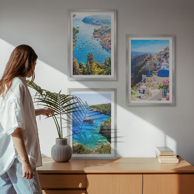Sada obrazů do obývacího pokoje Řecké pohledy na Santorini Oia