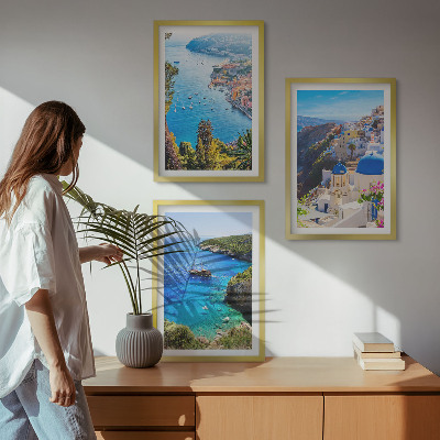 Sada obrazů do obývacího pokoje Řecké pohledy na Santorini Oia