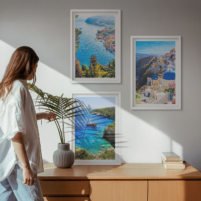 Sada obrazů do obývacího pokoje Řecké pohledy na Santorini Oia