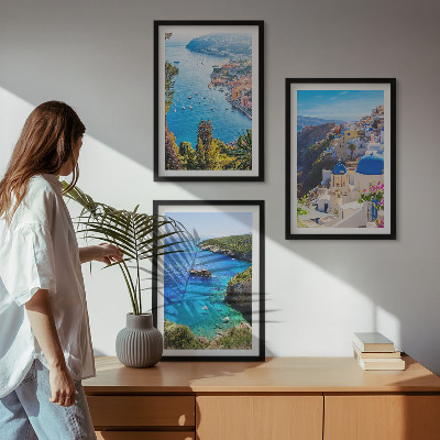Sada obrazů do obývacího pokoje Řecké pohledy na Santorini Oia
