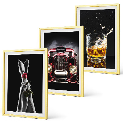 Sada obrazů do obývacího pokoje Dámské nohy růžové auto whisky