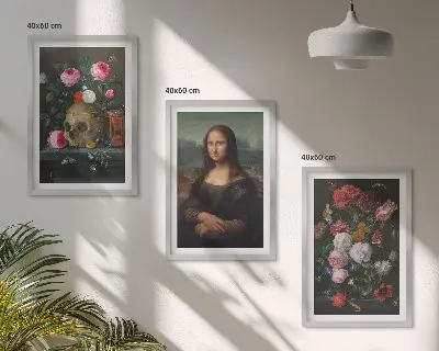 Portrét lebky Mona Lisa sada 3 obrazů
