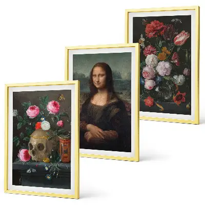 Portrét lebky Mona Lisa sada 3 obrazů