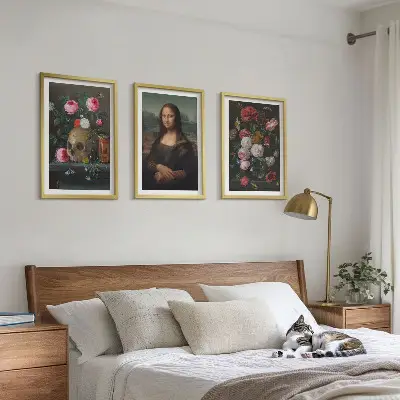 Portrét lebky Mona Lisa sada 3 obrazů