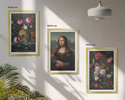 Portrét lebky Mona Lisa sada 3 obrazů