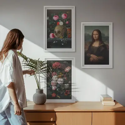 Portrét lebky Mona Lisa sada 3 obrazů