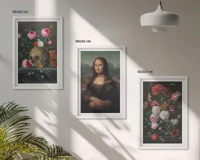 Portrét lebky Mona Lisa sada 3 obrazů