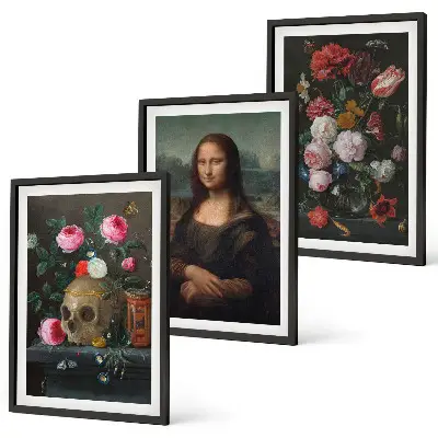 Portrét lebky Mona Lisa sada 3 obrazů