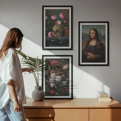 Portrét lebky Mona Lisa sada 3 obrazů