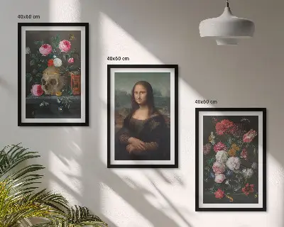 Portrét lebky Mona Lisa sada 3 obrazů