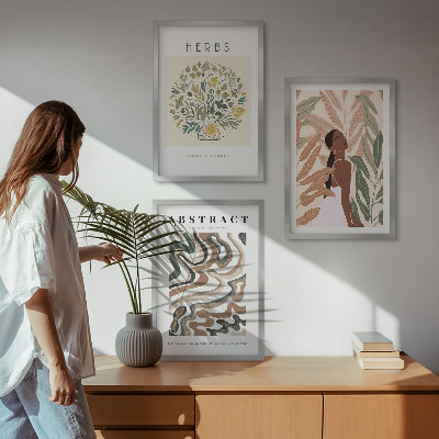 Kompozice obrazů na stěnu Boho pastelové minimalistické plakáty