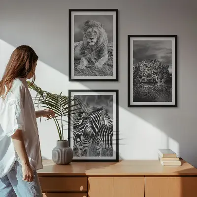 Divoká zvířata savany sada 3 obrazů