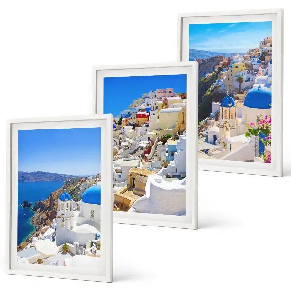 Kompozice obrazů na stěnu s motivem krajinné architektury Oia na Santorini
