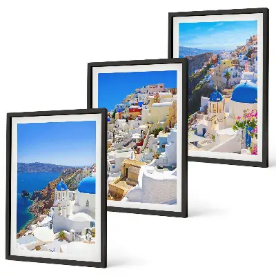 Kompozice obrazů na stěnu s motivem krajinné architektury Oia na Santorini