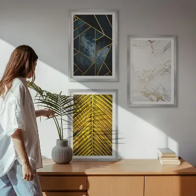 Sada obrazů do obývacího pokoje geometrické vzory a rostlinné motivy
