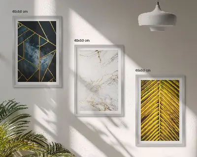 Sada obrazů do obývacího pokoje geometrické vzory a rostlinné motivy