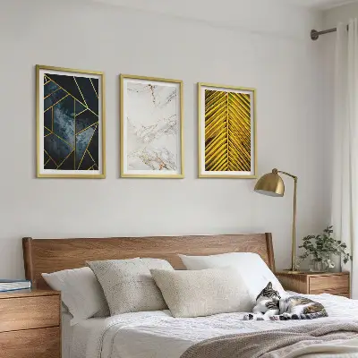 Sada obrazů do obývacího pokoje geometrické vzory a rostlinné motivy