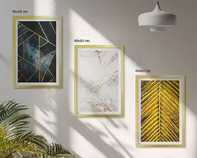 Sada obrazů do obývacího pokoje geometrické vzory a rostlinné motivy
