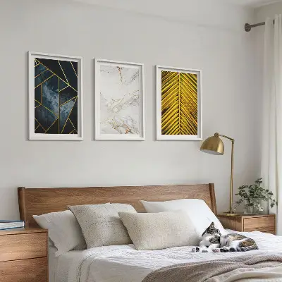Sada obrazů do obývacího pokoje geometrické vzory a rostlinné motivy