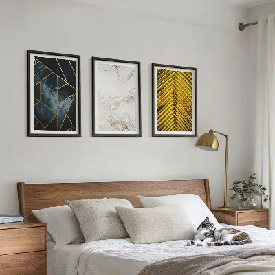Sada obrazů do obývacího pokoje geometrické vzory a rostlinné motivy
