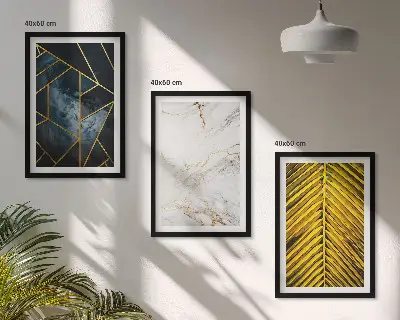 Sada obrazů do obývacího pokoje geometrické vzory a rostlinné motivy