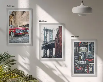 Sada 3 obrazů starý most pro auta v Brooklynu s retro nádechem