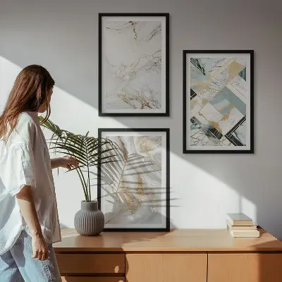 Sada obrazů do obývacího pokoje elegantní mramorové vzory