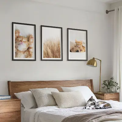 Kompozice obrazů na stěnu roztomilá zvířata kočky a psi v boho stylu