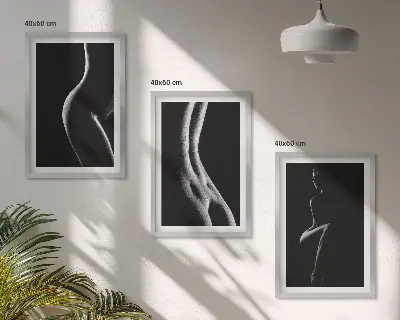 Sada obrazů do obývacího pokoje černobílé ženské siluety