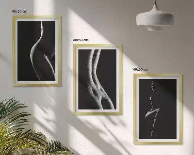 Sada obrazů do obývacího pokoje černobílé ženské siluety