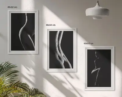 Sada obrazů do obývacího pokoje černobílé ženské siluety