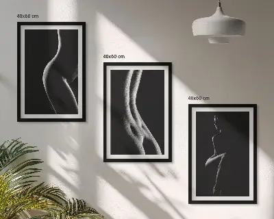 Sada obrazů do obývacího pokoje černobílé ženské siluety