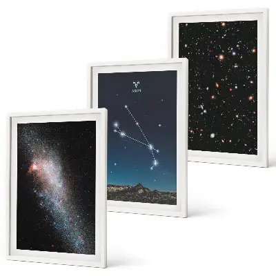 Sada 3 obrazů kosmické krajiny galaxií