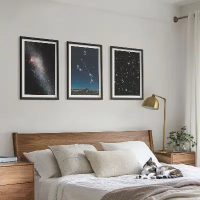 Sada 3 obrazů kosmické krajiny galaxií