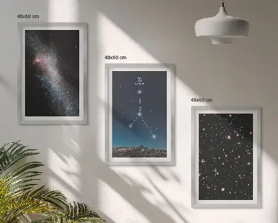 Sada 3 obrazů souhvězdí vesmírné galaxie Rak