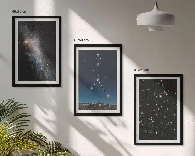 Sada 3 obrazů souhvězdí vesmírné galaxie Rak