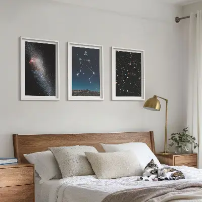 Kompozice obrazů na stěnu vesmírná galaxie a váhy nebe