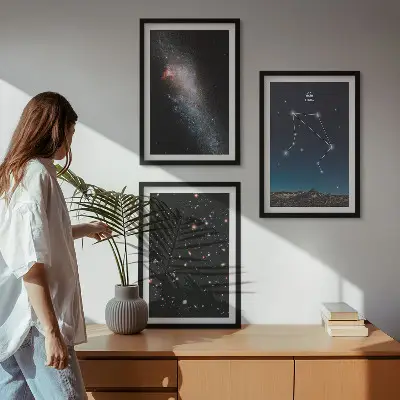 Kompozice obrazů na stěnu vesmírná galaxie a váhy nebe
