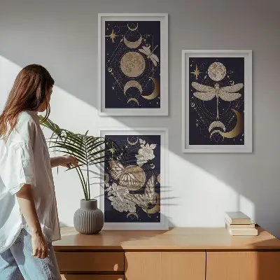 Sada obrazů do obývacího pokoje s přírodními motivy měsíčních květin