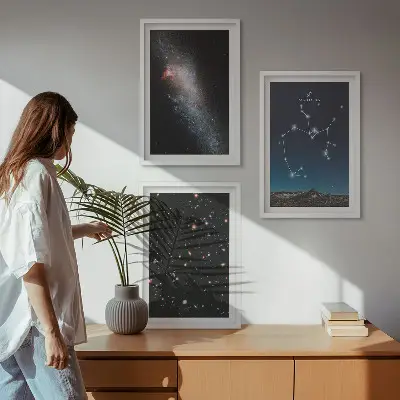 Sada obrazů do obývacího pokoje galaxie se souhvězdím Střelce ve vesmíru