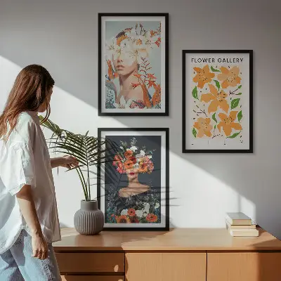 Květinové portréty s kyticemi sada 3 obrazů
