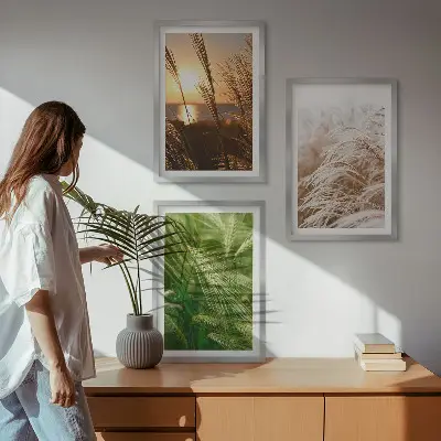 Sada obrazů do obývacího pokoje barevná příroda s motivem travin