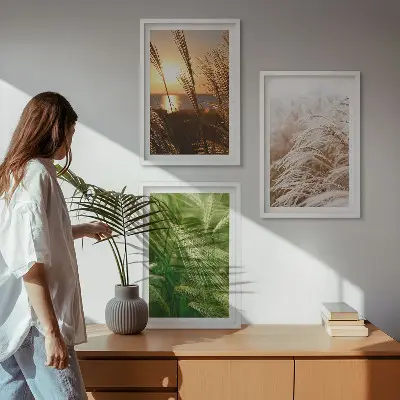 Sada obrazů do obývacího pokoje barevná příroda s motivem travin