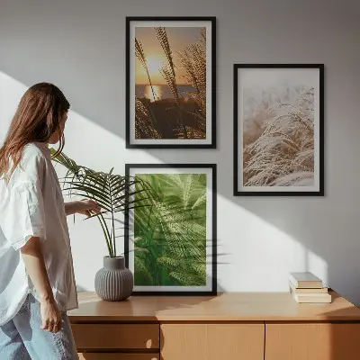 Sada obrazů do obývacího pokoje barevná příroda s motivem travin