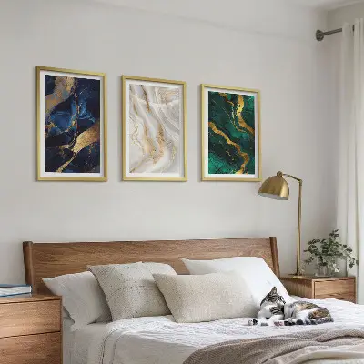 Sada 3 obrazů abstraktní modrozelené vzory