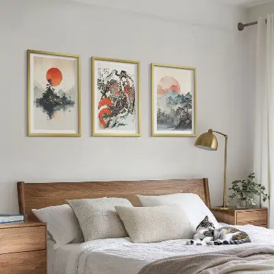 Sada obrazů do obývacího pokoje asijské japonské malby