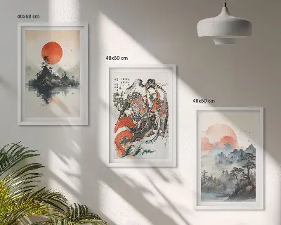 Sada obrazů do obývacího pokoje asijské japonské malby